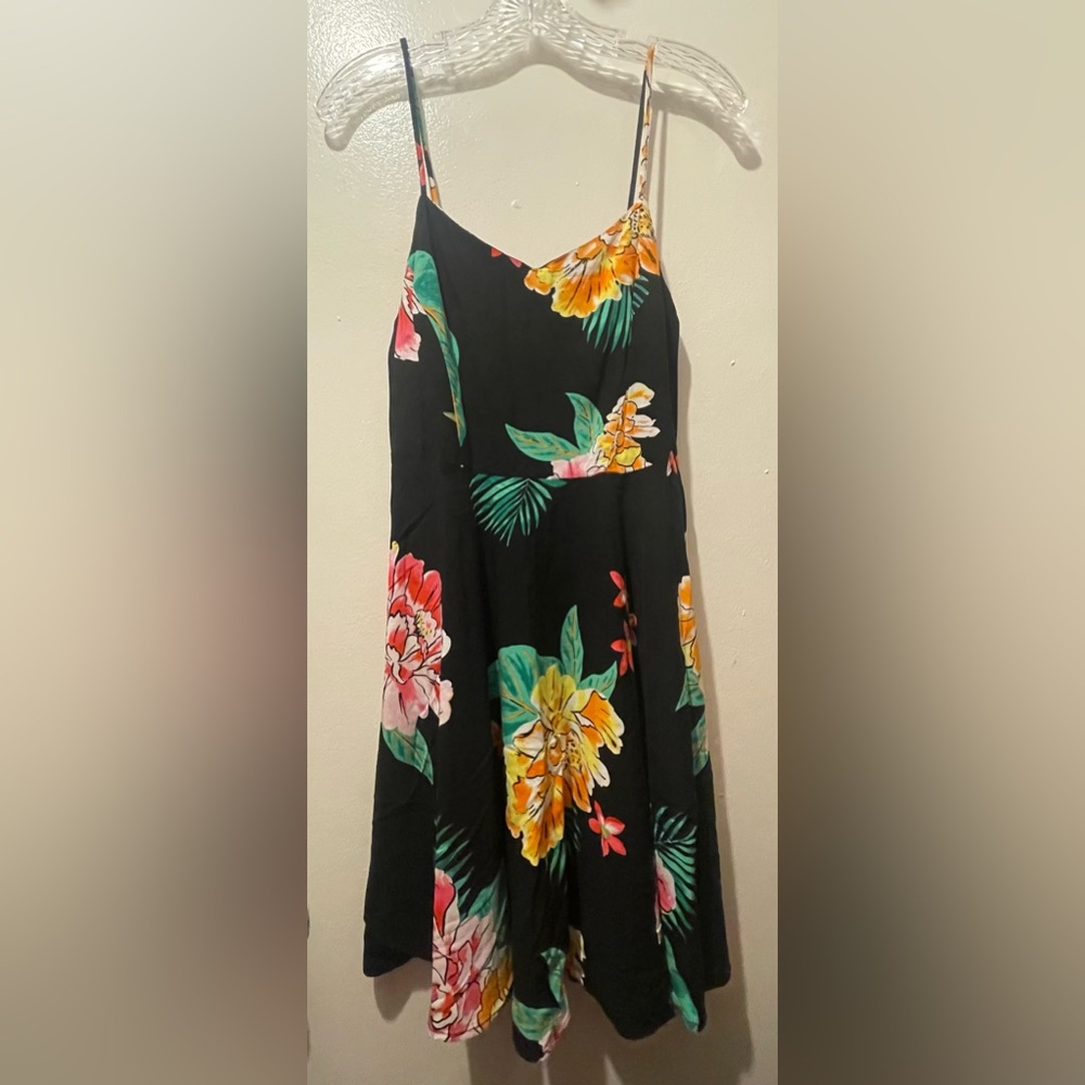 Old Navy Black Floral A-Line Skirt
